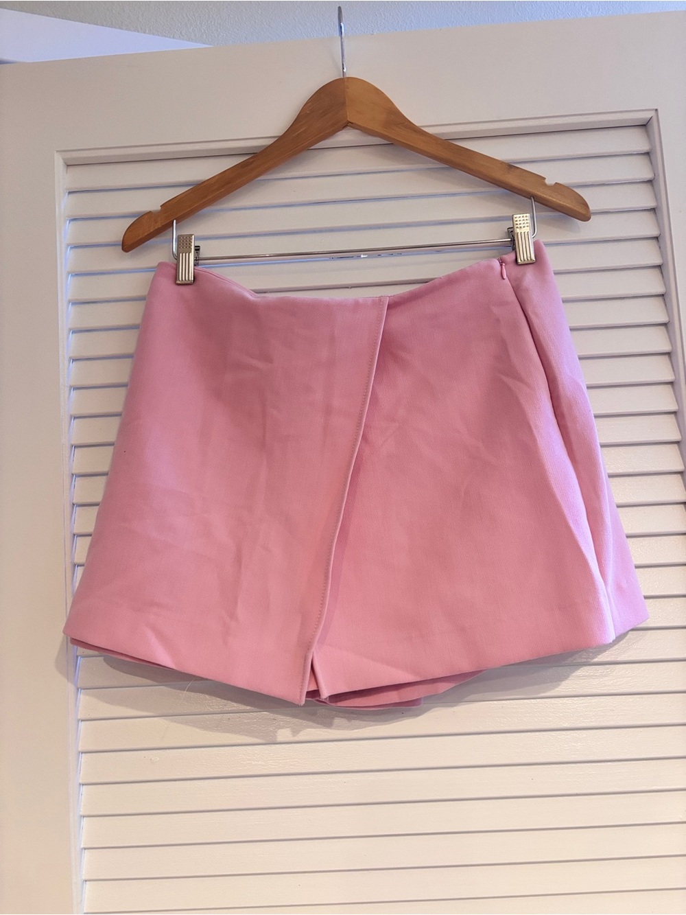 Zara Pink Front-Overlap Tailored Skort